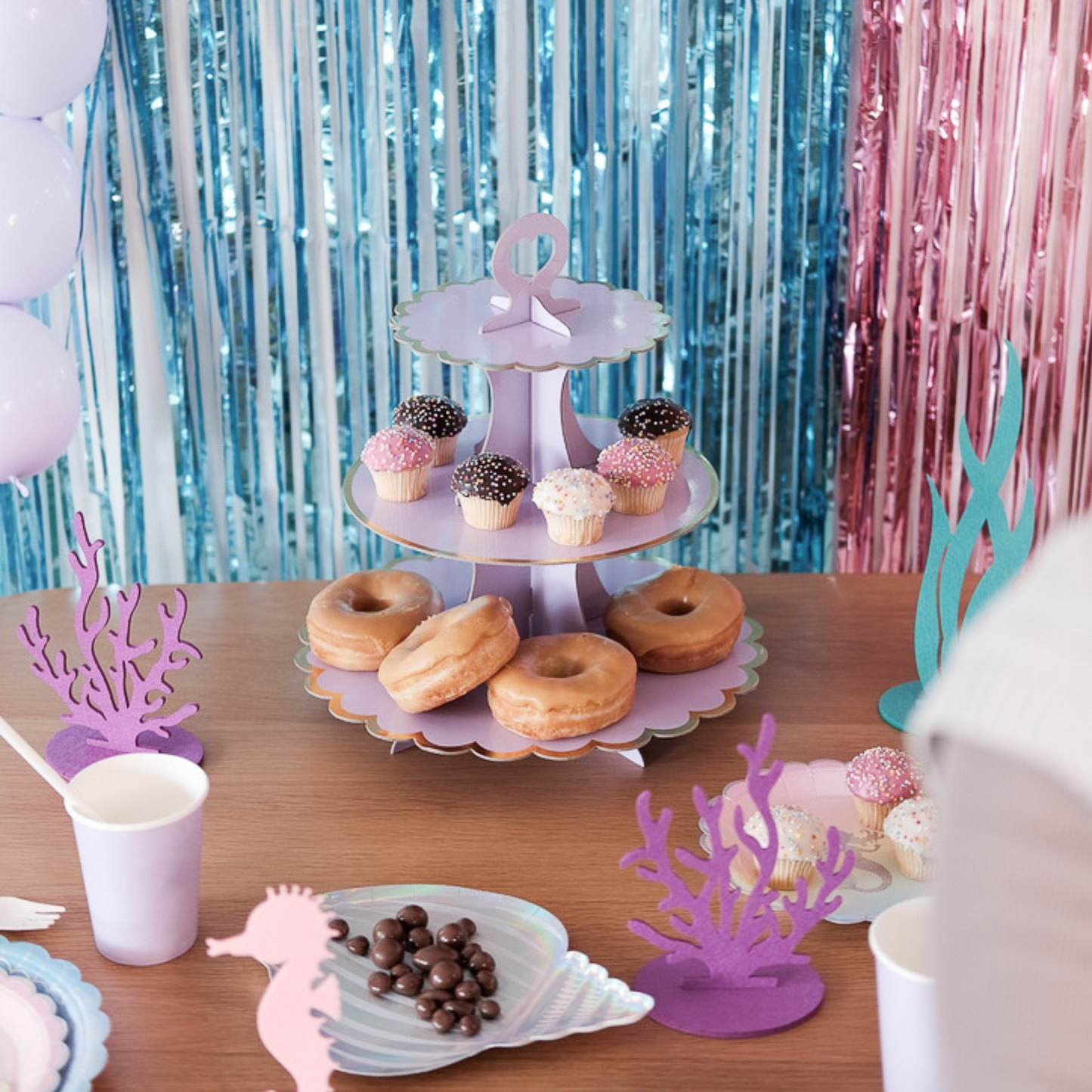 Purple Three Tiers Cake Stand