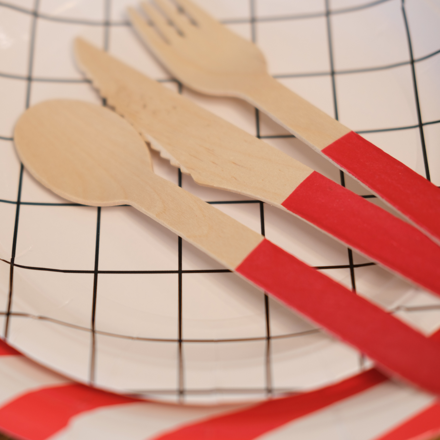 Red Wooden Cutlery