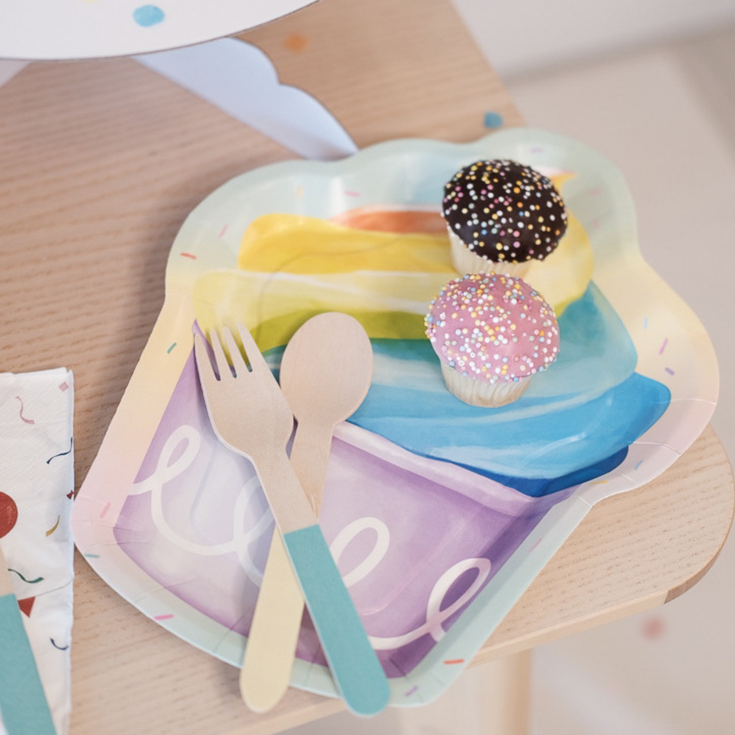 Rainbow Cupcake Paper Plates (Set of 8)