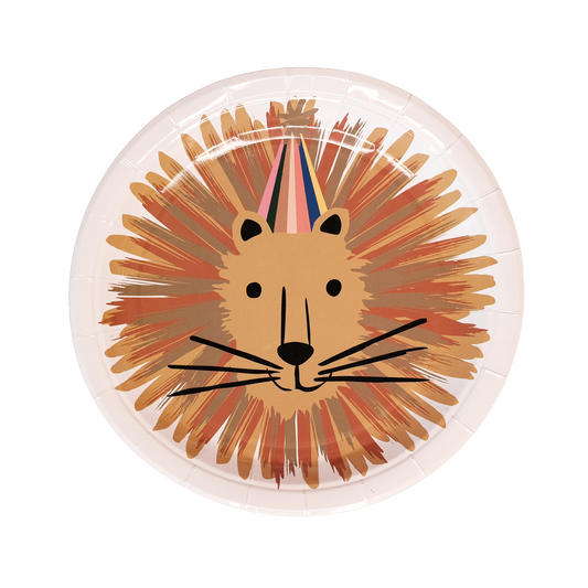 Lion-Patterned Paper Plates (Set of 8)