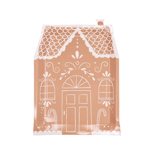 Gingerbread House-Shaped Paper Plates｜Bowtique Decor