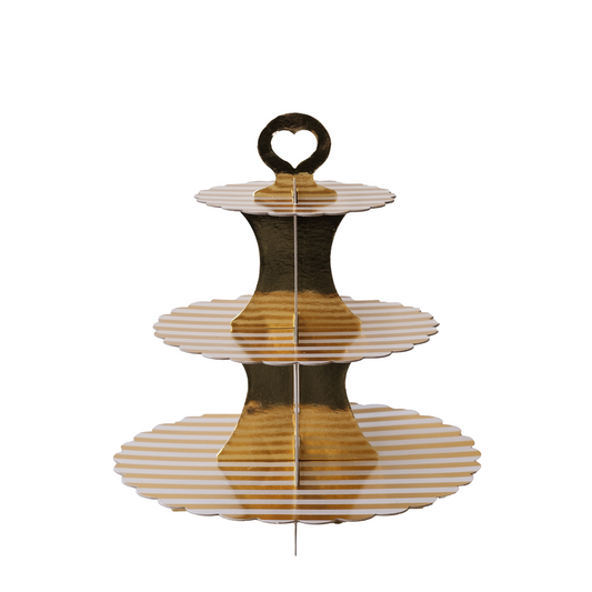 Gold Strap Three Tiers Cake Stand