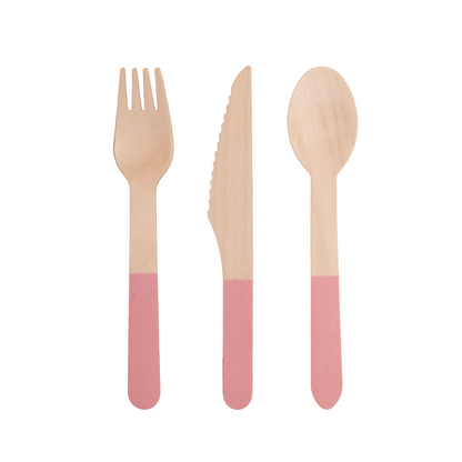 Pink Wooden Cutlery