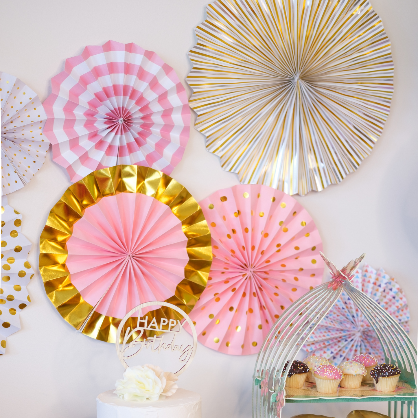 Vintage Paper Fan Set