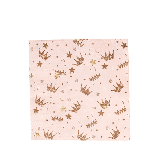Pink with Crown Patterned Napkins (Set of 20)