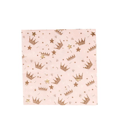 Pink with Crown Patterned Napkins (Set of 20)