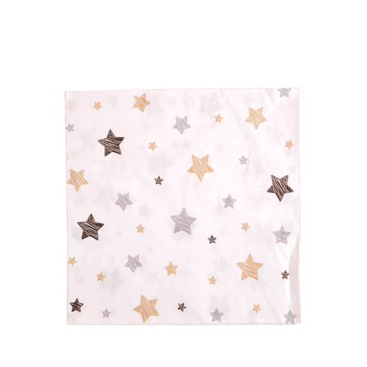 White with Star Patterned Napkins (Set of 20)