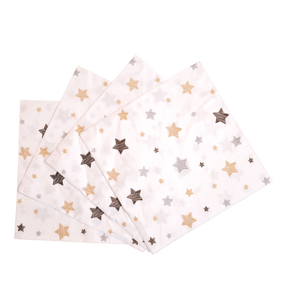White with Star Patterned Napkins (Set of 20)