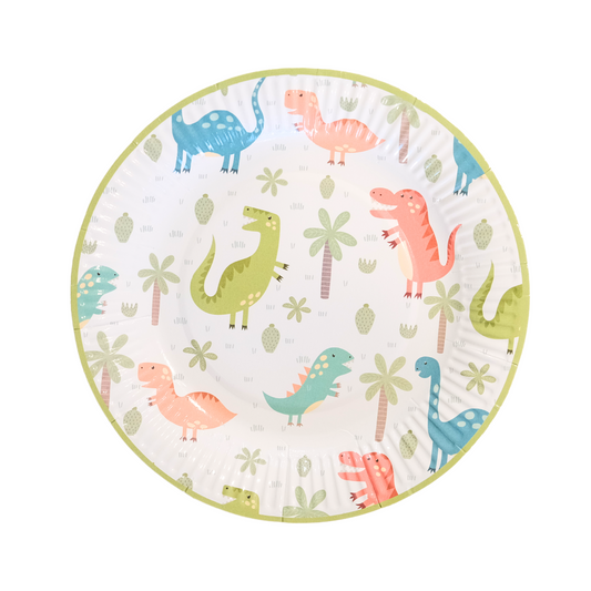 Dinosaur-Patterned Paper Plates (Set of 8)