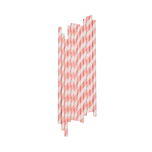 Pink & White Paper Straw