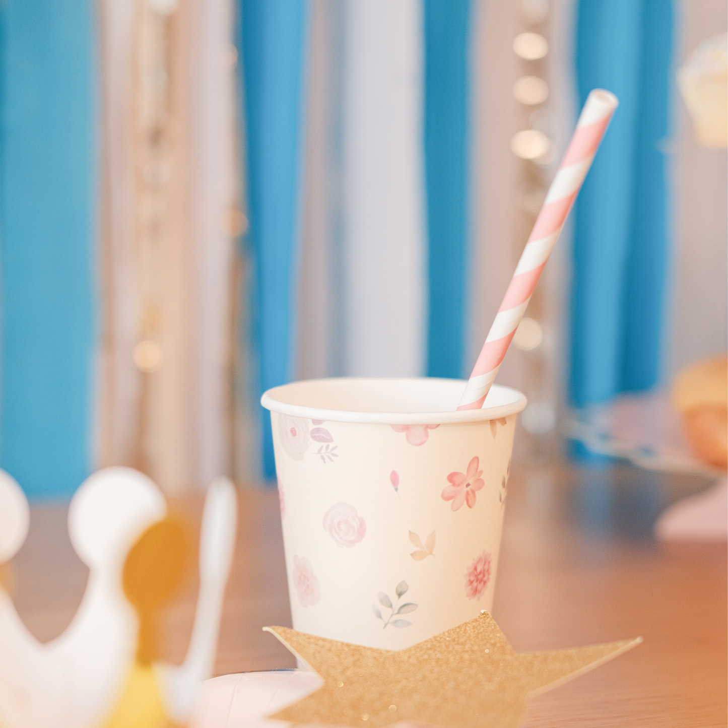 Pink & White Paper Straw